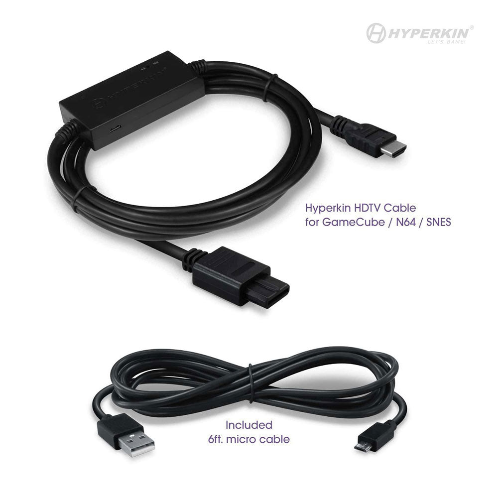 Hyperkin 3-in-1 HDTV Cable ゲームキューブ N64 スーパーファミコン専用 HDMIコンバーターケーブル 720p出力 アスペクト比切替機能搭載 ハイパーキン