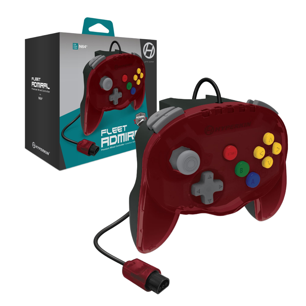 Hyperkin Fleet Admiral Premium Wired Controller N64専用 有線コントローラー 2ハンドルデザイン デュアルZボタン搭載 全4色 ハイパーキン