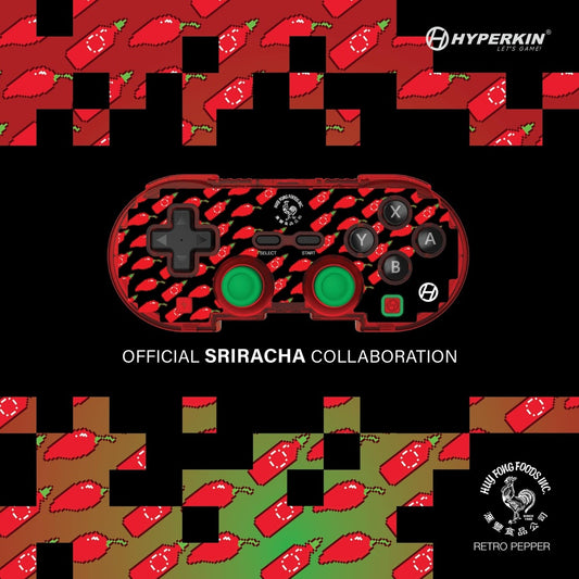 Hyperkin 限定版 ピクセルアート Bluetooth ワイヤレスゲームコントローラー|公式シラチャ(レトロペッパー)エディション