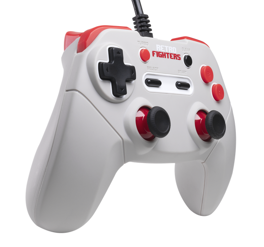 Retro Fighters JAB Gamepad(ジャブ ゲームパッド)|NES/PC/Mac対応 次世代有線ゲームパッド 改良テクスチャーDパッド アナログスティック搭載 ターボ機能 ショルダーボタン&トリガー 6フィートロングケーブル グレー