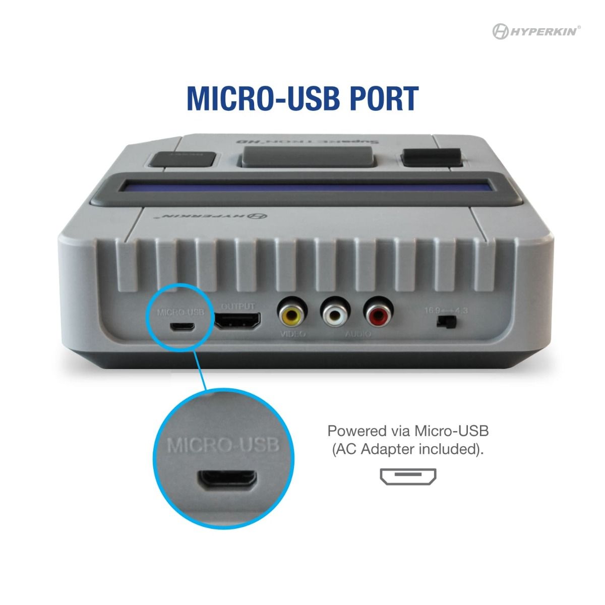 Hyperkin SupaRetroN HD レトロゲーム互換機 HDMI対応 720p HD出力 スーパーファミコン SNES対応 実機コントローラー接続可能 グレー