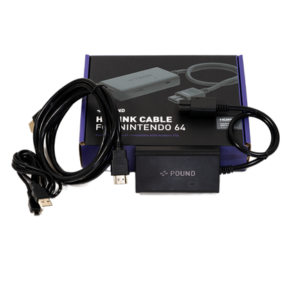 Pound Technology HD Link Cable for N64｜Nintendo 64対応 HDMI変換ケーブル 720pアップスケーリング S-Video高画質 NTSC/PAL両対応 ブレイクアウェイ設計 6.6ftロングケーブル