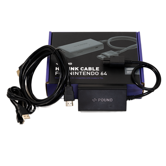 Pound Technology HD Link Cable for N64｜Nintendo 64対応 HDMI変換ケーブル 720pアップスケーリング S-Video高画質 NTSC/PAL両対応 ブレイクアウェイ設計 6.6ftロングケーブル