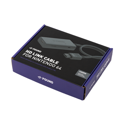 Pound Technology HD Link Cable for N64｜Nintendo 64対応 HDMI変換ケーブル 720pアップスケーリング S-Video高画質 NTSC/PAL両対応 ブレイクアウェイ設計 6.6ftロングケーブル