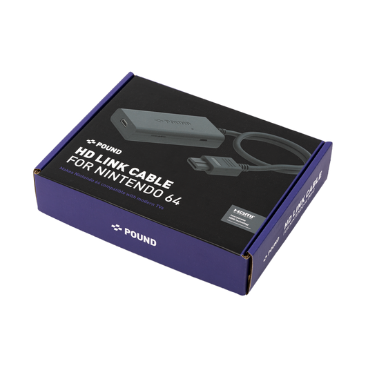Pound Technology HD Link Cable for N64｜Nintendo 64対応 HDMI変換ケーブル 720pアップスケーリング S-Video高画質 NTSC/PAL両対応 ブレイクアウェイ設計 6.6ftロングケーブル