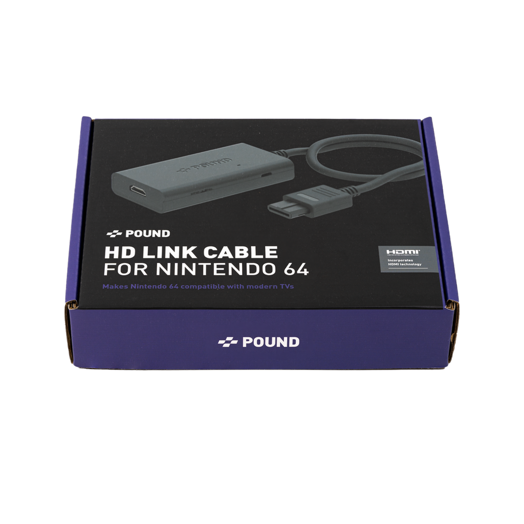 Pound Technology HD Link Cable for N64｜Nintendo 64対応 HDMI変換ケーブル 720pアップスケーリング S-Video高画質 NTSC/PAL両対応 ブレイクアウェイ設計 6.6ftロングケーブル