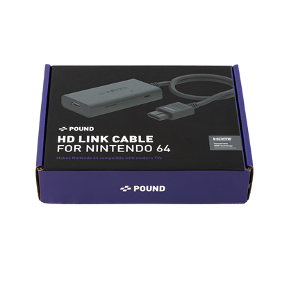 Pound Technology HD Link Cable for N64｜Nintendo 64対応 HDMI変換ケーブル 720pアップスケーリング S-Video高画質 NTSC/PAL両対応 ブレイクアウェイ設計 6.6ftロングケーブル