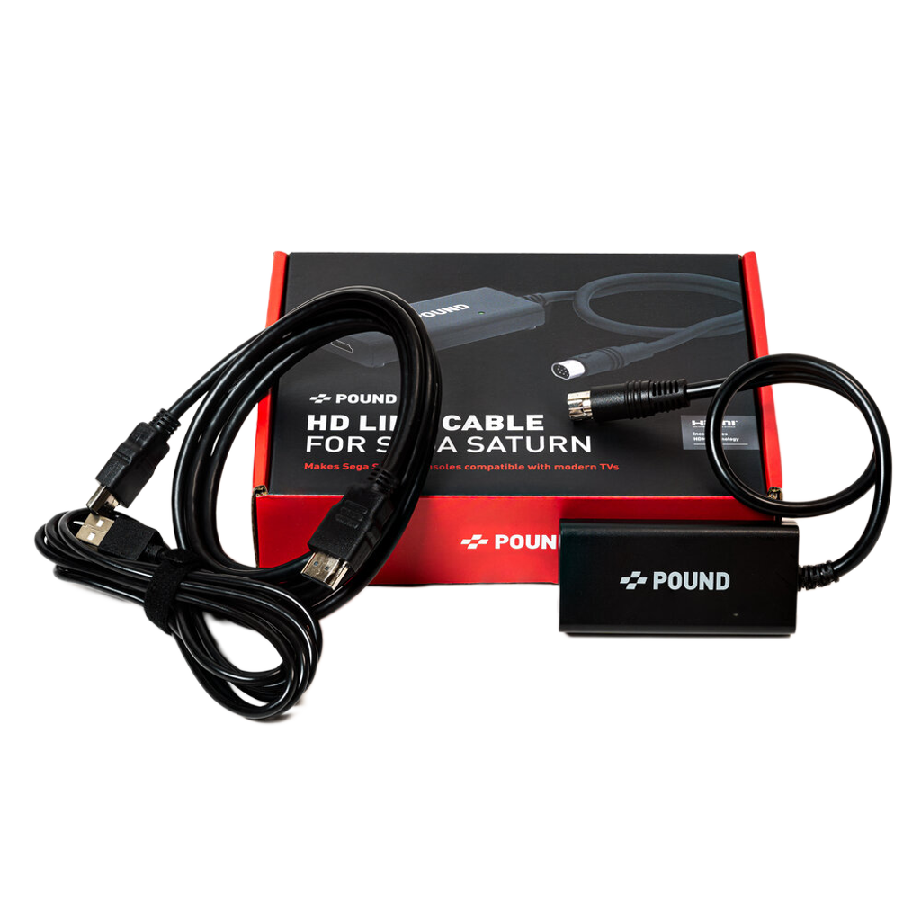 Pound Technology HD Link Cable for Sega Saturn（パウンドテクノロジー HDリンクケーブル セガサターン用）｜Sega Saturn対応 HDMI変換ケーブル 720pアップスケーリング ネイティブRGB高画質 電源補強Micro USBケーブル付属