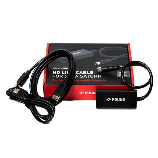 Pound Technology HD Link Cable for Sega Saturn（パウンドテクノロジー HDリンクケーブル セガサターン用）｜Sega Saturn対応 HDMI変換ケーブル 720pアップスケーリング ネイティブRGB高画質 電源補強Micro USBケーブル付属