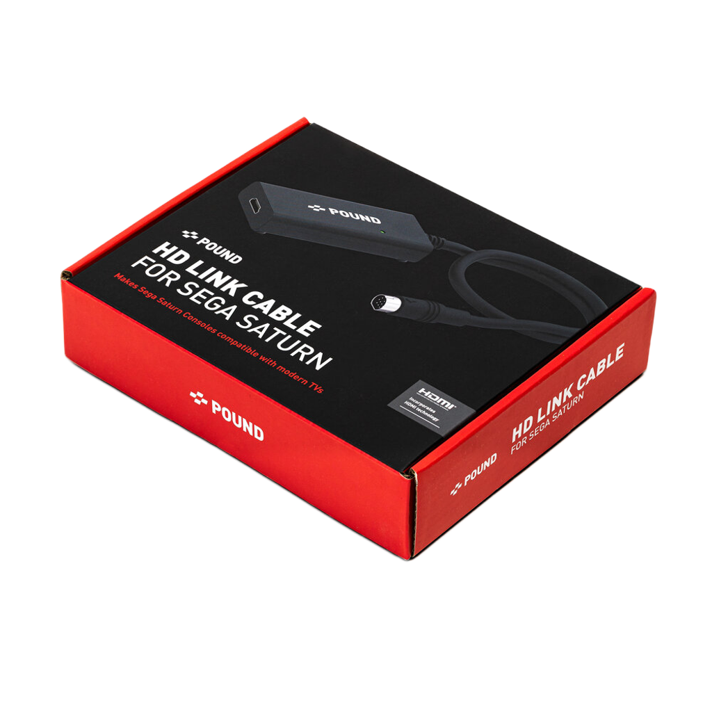 Pound Technology HD Link Cable for Sega Saturn（パウンドテクノロジー HDリンクケーブル セガサターン用）｜Sega Saturn対応 HDMI変換ケーブル 720pアップスケーリング ネイティブRGB高画質 電源補強Micro USBケーブル付属