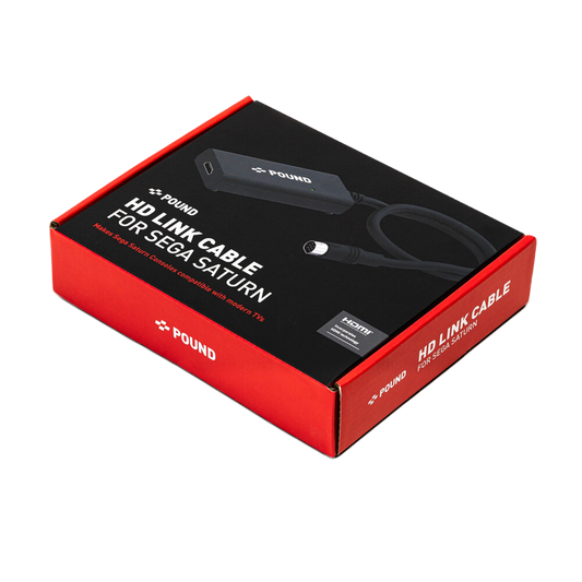 Pound Technology HD Link Cable for Sega Saturn（パウンドテクノロジー HDリンクケーブル セガサターン用）｜Sega Saturn対応 HDMI変換ケーブル 720pアップスケーリング ネイティブRGB高画質 電源補強Micro USBケーブル付属