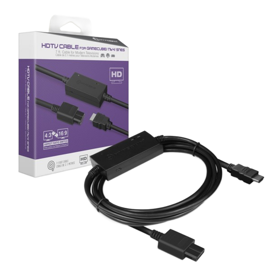 Hyperkin 3-in-1 HDTV Cable ゲームキューブ N64 スーパーファミコン専用 HDMIコンバーターケーブル 720p出力 アスペクト比切替機能搭載 ハイパーキン