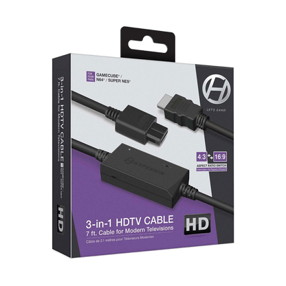 Hyperkin 3-in-1 HDTV Cable ゲームキューブ N64 スーパーファミコン専用 HDMIコンバーターケーブル 720p出力 アスペクト比切替機能搭載 ハイパーキン