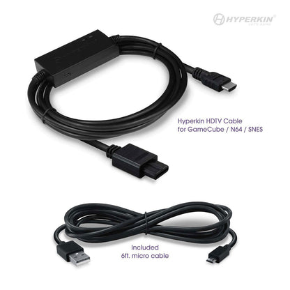 Hyperkin 3-in-1 HDTV Cable ゲームキューブ N64 スーパーファミコン専用 HDMIコンバーターケーブル 720p出力 アスペクト比切替機能搭載 ハイパーキン