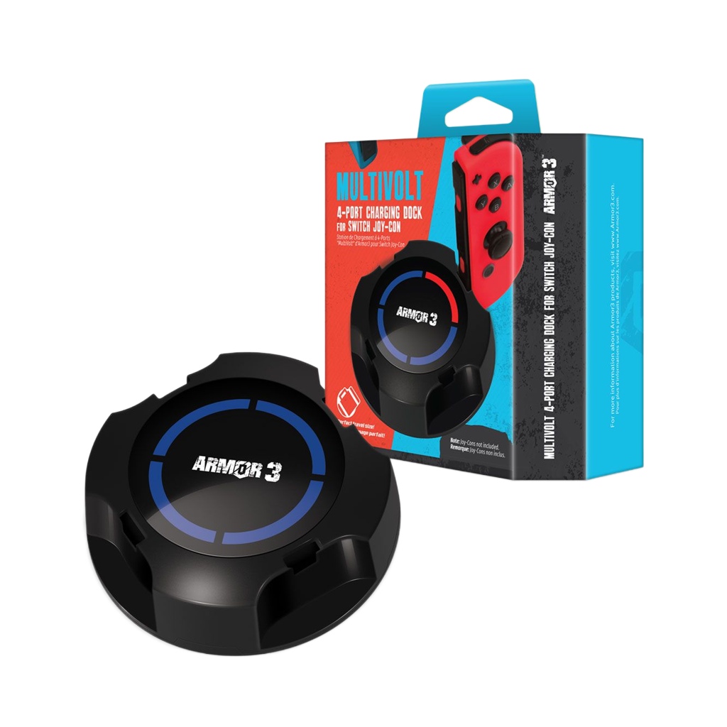 Armor3 MultiVolt 4ポート Joy-Con 充電ドック｜Nintendo Switch®対応｜最大4台同時充電可能｜LEDインジケーター搭載｜コンパクト設計