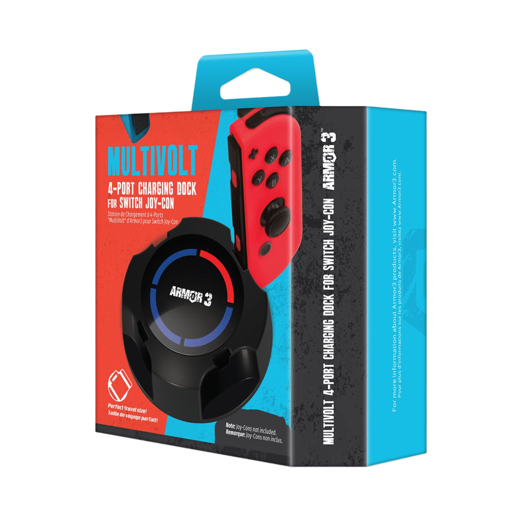 Armor3 MultiVolt 4ポート Joy-Con 充電ドック｜Nintendo Switch®対応｜最大4台同時充電可能｜LEDインジケーター搭載｜コンパクト設計