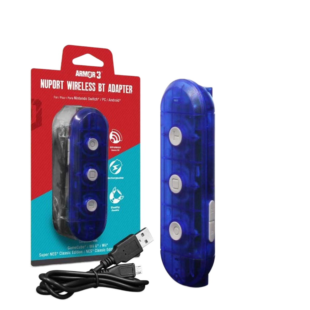 Armor3 NuPort Wireless Bluetoothアダプター｜GameCube®・Wii®・スーパーファミコン®・NES®/SNES®クラシックエディション対応｜Nintendo Switch®・PCで使用可能｜ターボ機能・ホームボタン搭載
