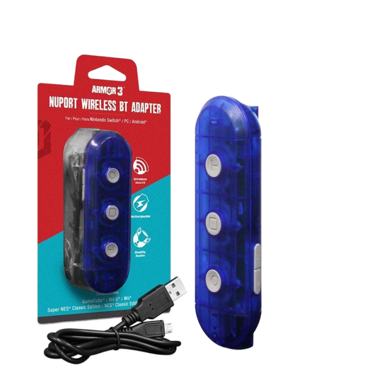 Armor3 NuPort Wireless Bluetoothアダプター｜GameCube®・Wii®・スーパーファミコン®・NES®/SNES®クラシックエディション対応｜Nintendo Switch®・PCで使用可能｜ターボ機能・ホームボタン搭載