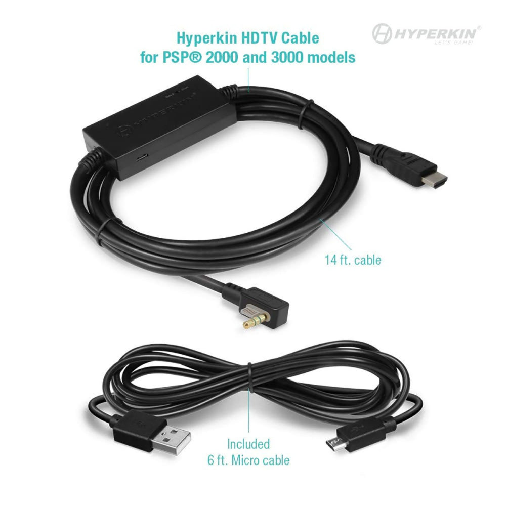 Hyperkin HDTV Cable PSP専用 HDMIコンバーターケーブル 720p出力 ズーム機能 アスペクト比切替搭載 PSP-2000 PSP-3000対応 ハイパーキン