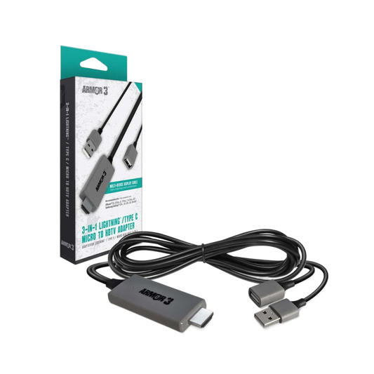 Armor3 3-in-1 HDMIアダプター｜Lightning / USB Type-C / Micro USB対応｜スマートフォンやタブレットの映像をHDTVに出力｜Armor3製 変換ケーブル