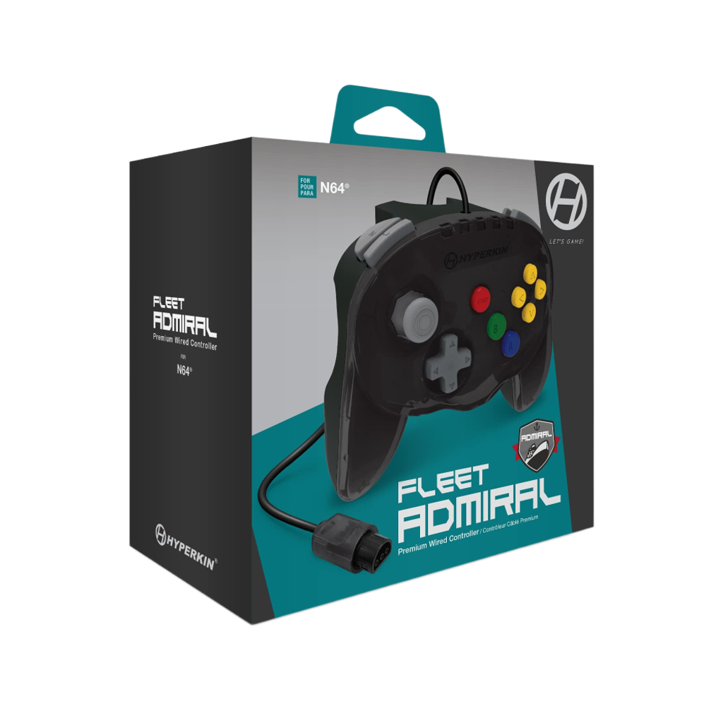 Hyperkin Fleet Admiral Premium Wired Controller N64専用 有線コントローラー 2ハンドルデザイン デュアルZボタン搭載 全4色 ハイパーキン