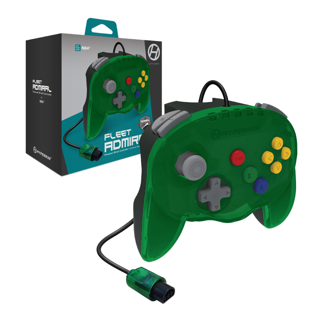 Hyperkin Fleet Admiral Premium Wired Controller N64専用 有線コントローラー 2ハンドルデザイン デュアルZボタン搭載 全4色 ハイパーキン