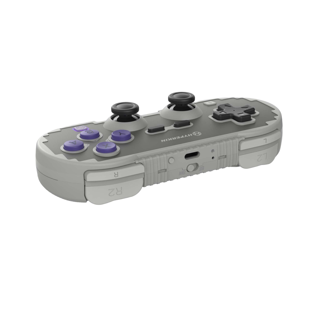 Hyperkin Pixel Art ワイヤレス コントローラー Switch/PC/スマホ対応 ホールエフェクトスティック搭載 Bluetooth 5.0/2.4GHz/有線接続 ドリフト防止 ターボ機能 レトログレー