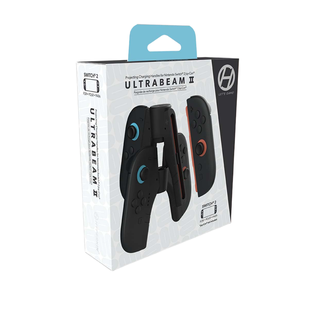 Hyperkin UltraBeam II プロジェクション機能付き Joy-Con充電グリップ Nintendo Switch 2対応｜LEDプロジェクター搭載・人間工学設計・USB-C充電対応・Joy-Con専用充電ハンドル