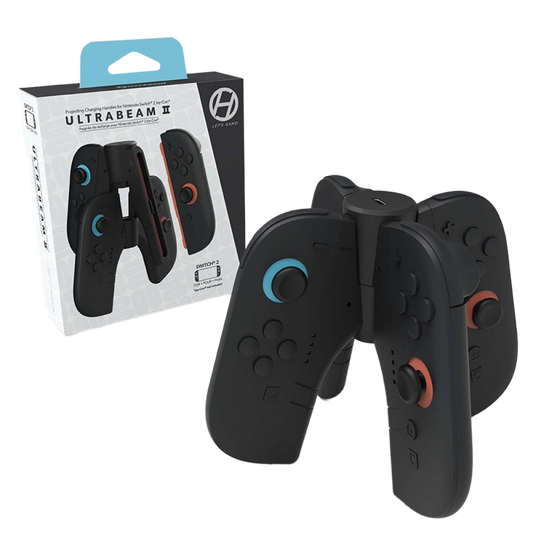 Hyperkin UltraBeam II プロジェクション機能付き Joy-Con充電グリップ Nintendo Switch 2対応｜LEDプロジェクター搭載・人間工学設計・USB-C充電対応・Joy-Con専用充電ハンドル