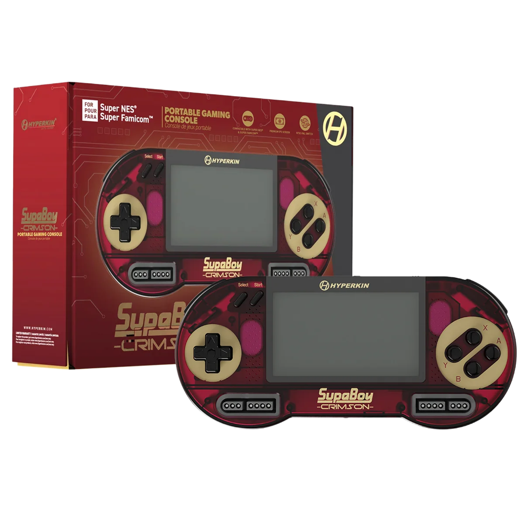 Hyperkin SupaBoy スパボーイ スーファミ携帯ゲーム機 スーパーファミコン互換機 SFC/SNESカートリッジ対応 NTSC/PAL対応 4.3インチ液晶 アスペクト比切替 AV出力 テレビ接続 新色クリムゾン/プライム 全2色 ハイパーキン