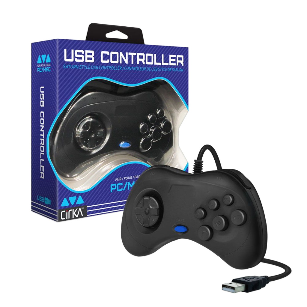 Cirka USB Controller 有線レトロゲームコントローラー PC Mac対応 前面6ボタン仕様 軽量 エミュレータ 格闘ゲーム最適化設計