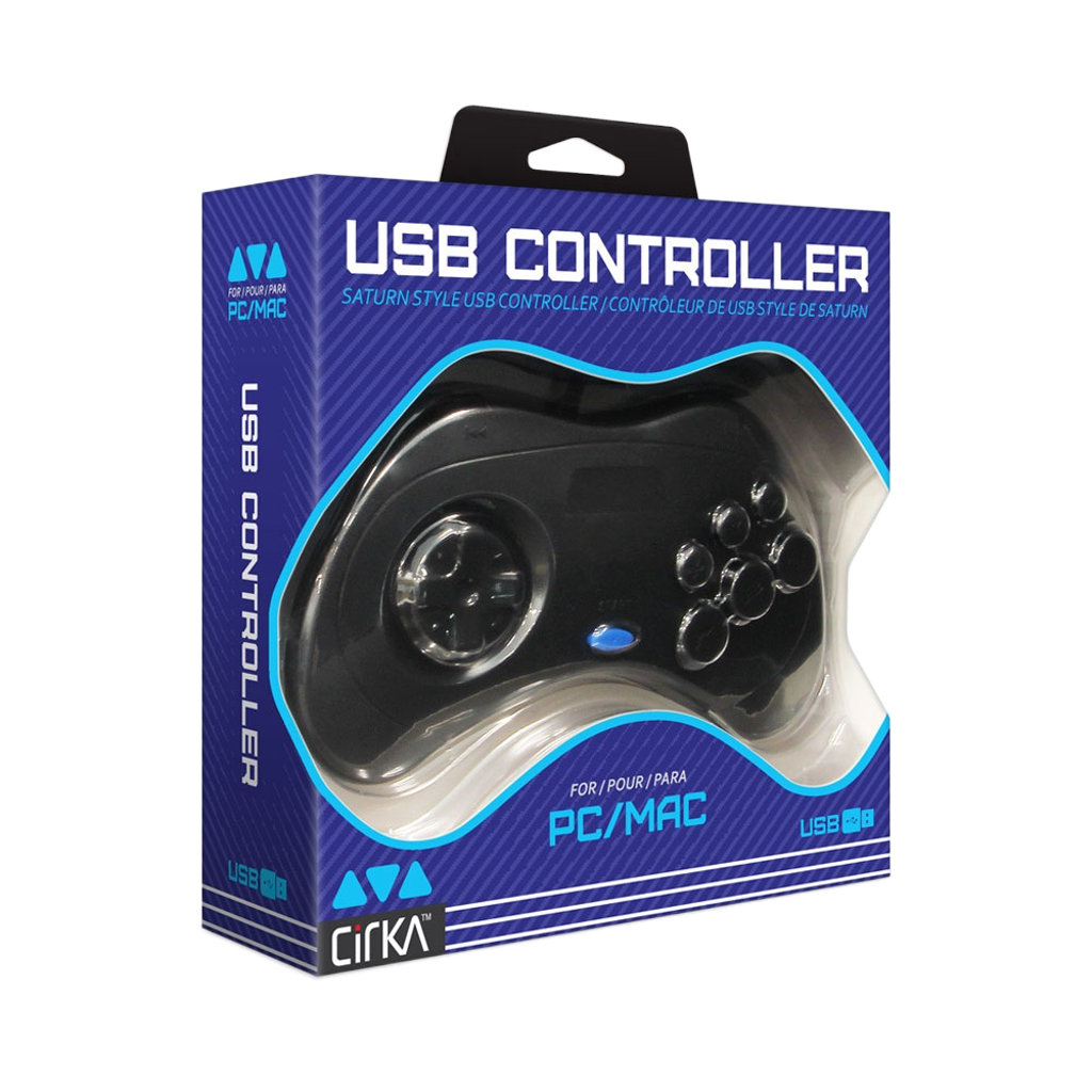 Cirka USB Controller 有線レトロゲームコントローラー PC Mac対応 前面6ボタン仕様 軽量 エミュレータ 格闘ゲーム最適化設計