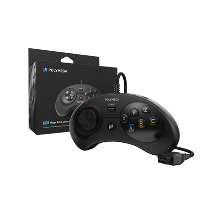 Polymega RC03 メガドライブ/Genesis互換 オリジナルポート対応 有線ゲームコントローラー 2.4mケーブル HOMEボタン搭載 [EM03モジュール同梱版と同仕様] PM-RC03-01