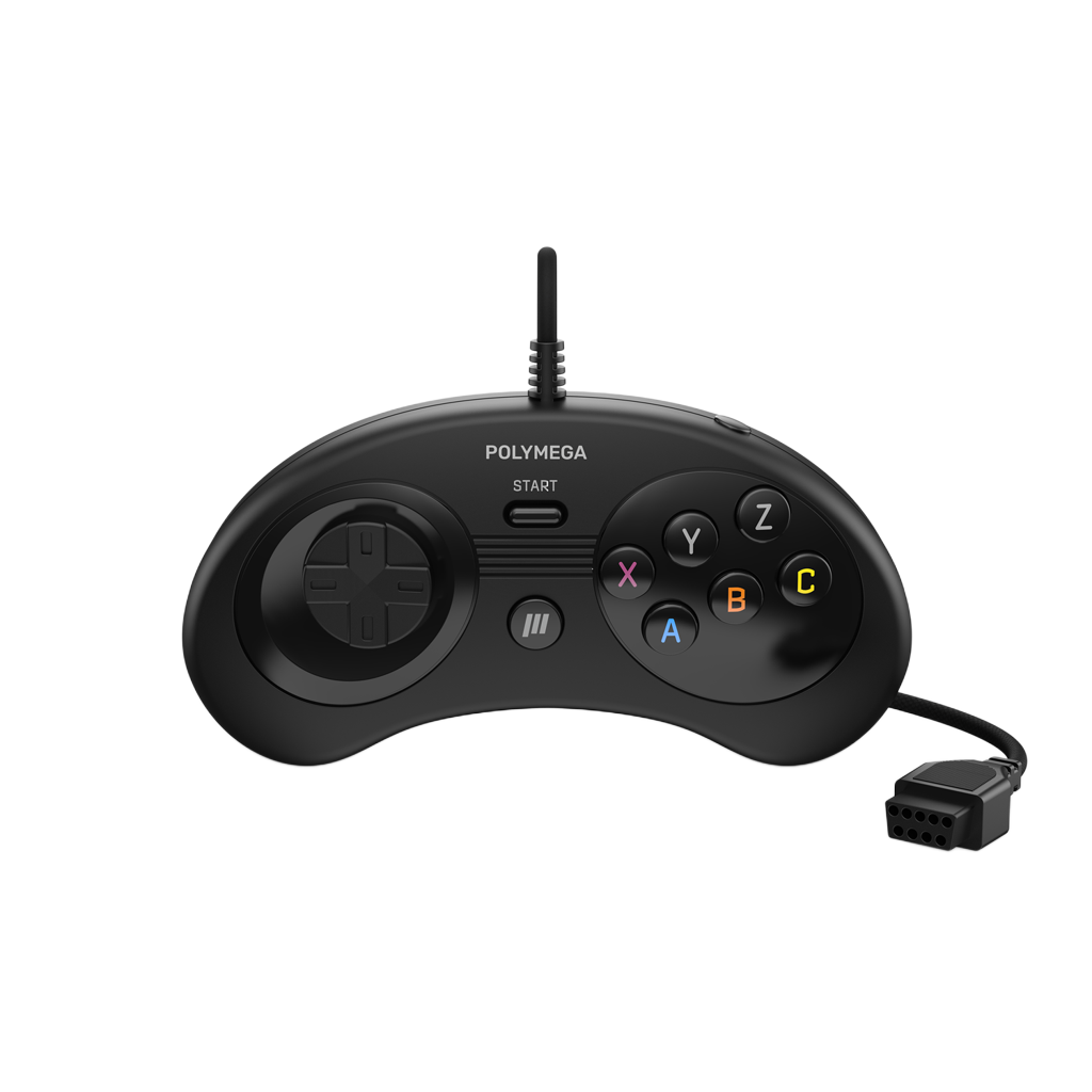 Polymega RC03 メガドライブ/Genesis互換 オリジナルポート対応 有線ゲームコントローラー 2.4mケーブル HOMEボタン搭載 [EM03モジュール同梱版と同仕様] PM-RC03-01