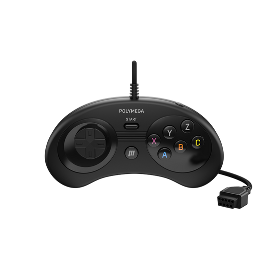 Polymega RC03 メガドライブ/Genesis互換 オリジナルポート対応 有線ゲームコントローラー 2.4mケーブル HOMEボタン搭載 [EM03モジュール同梱版と同仕様] PM-RC03-01