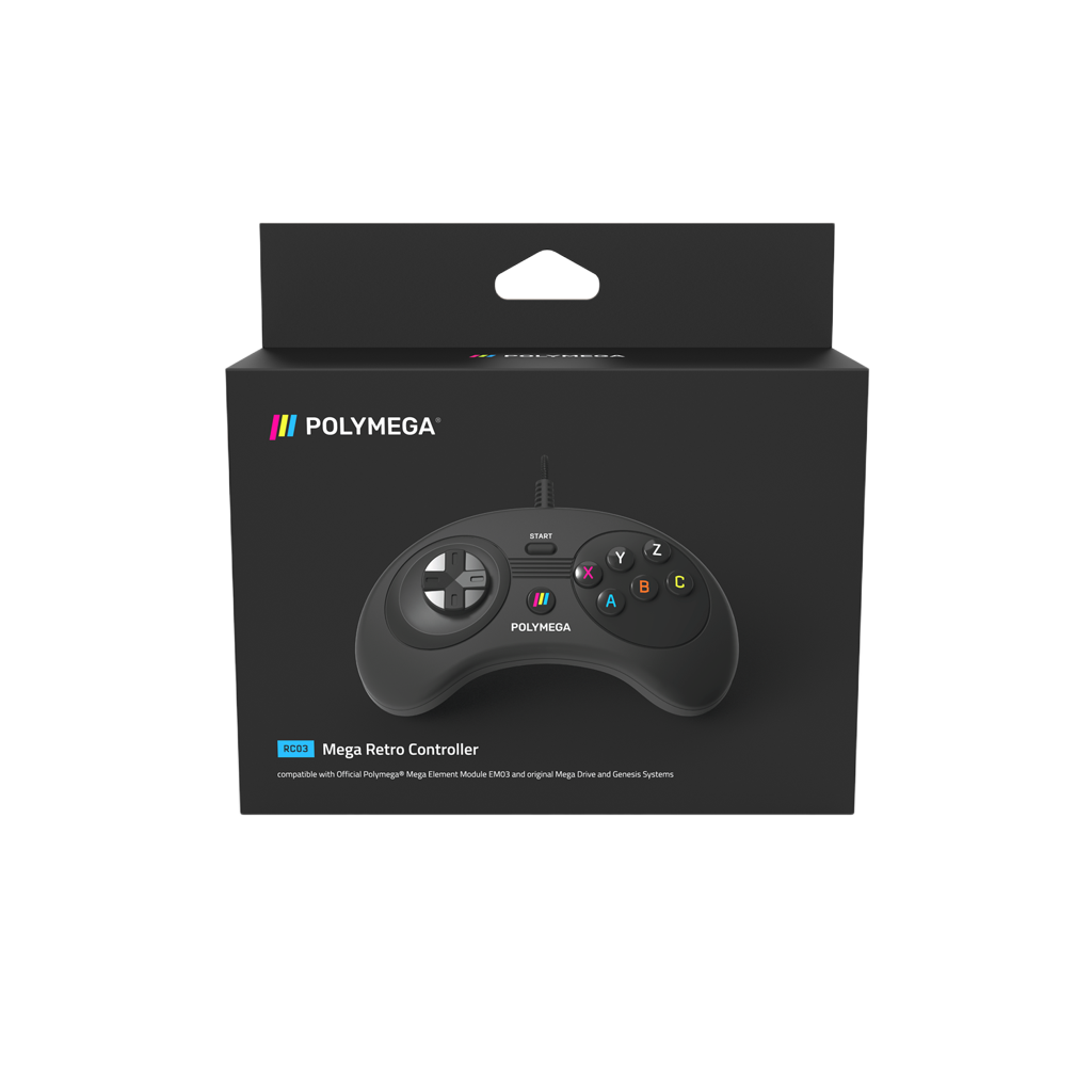 Polymega RC03 メガドライブ/Genesis互換 オリジナルポート対応 有線ゲームコントローラー 2.4mケーブル HOMEボタン搭載 [EM03モジュール同梱版と同仕様] PM-RC03-01