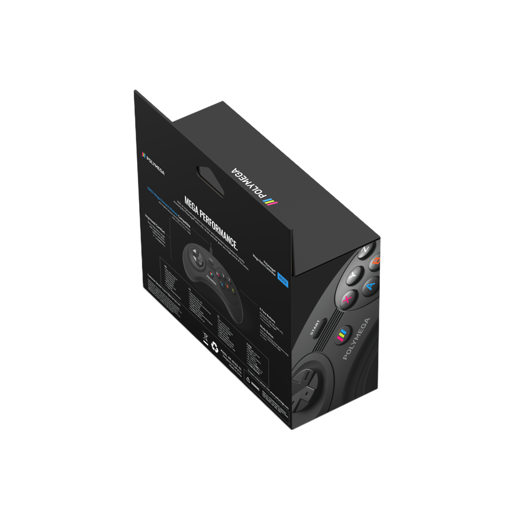 Polymega RC03 メガドライブ/Genesis互換 オリジナルポート対応 有線ゲームコントローラー 2.4mケーブル HOMEボタン搭載 [EM03モジュール同梱版と同仕様] PM-RC03-01