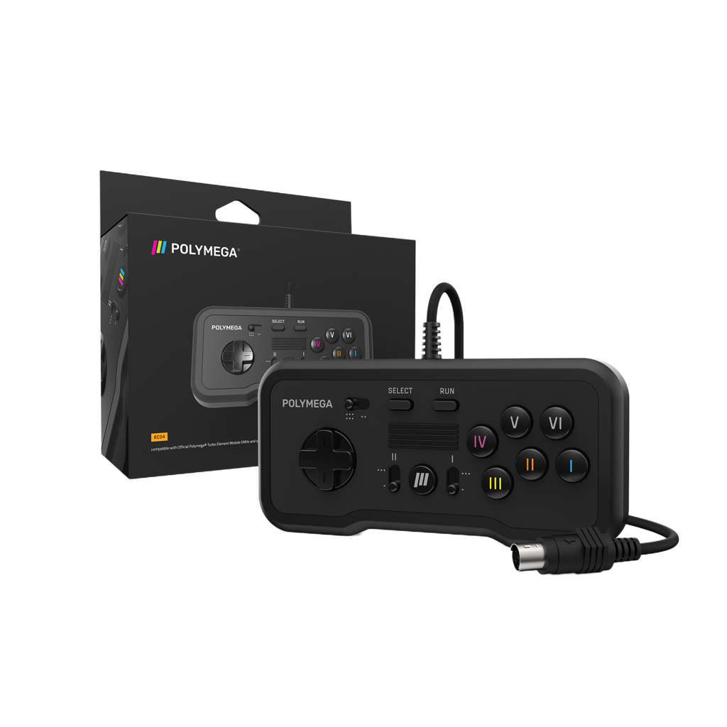 Polymega RC04 PCエンジン/TurboGrafx-16互換 有線コントローラー 2/6ボタンモード切替 ターボ機能搭載 2.4mケーブル [EM04モジュール同梱版と同仕様] PM-RC04-01