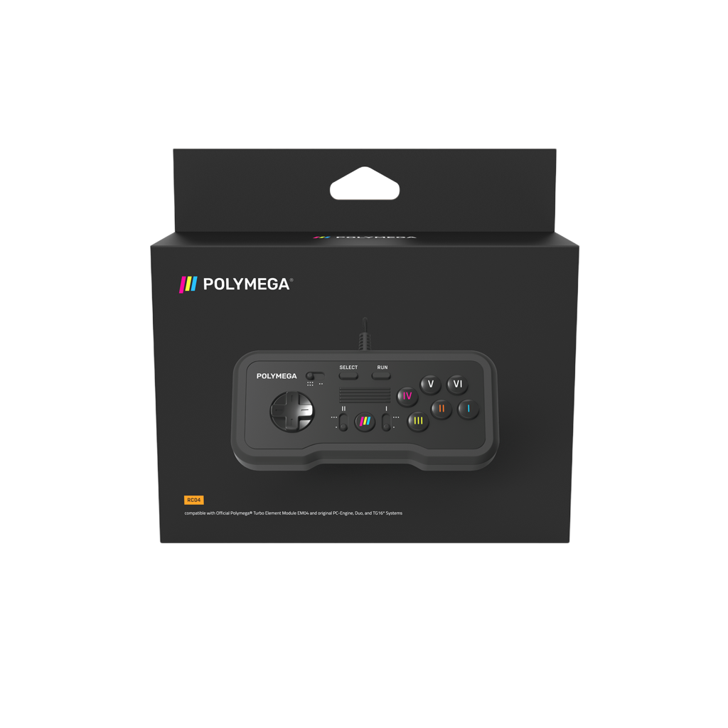 Polymega RC04 PCエンジン/TurboGrafx-16互換 有線コントローラー 2/6ボタンモード切替 ターボ機能搭載 2.4mケーブル [EM04モジュール同梱版と同仕様] PM-RC04-01