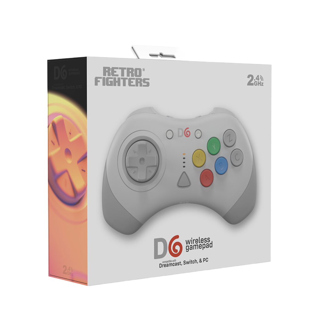 Retro Fighters® D6 Dreamcast｜Dreamcast®/Nintendo Switch™/Switch 2™/PC対応 ワイヤレス6ボタンファイティングコントローラー 2.4GHzワイヤレス Kailh® 超低遅延 全2色