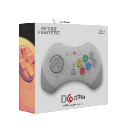 Retro Fighters® D6 Dreamcast｜Dreamcast®/Nintendo Switch™/Switch 2™/PC対応 ワイヤレス6ボタンファイティングコントローラー 2.4GHzワイヤレス Kailh® 超低遅延 全2色