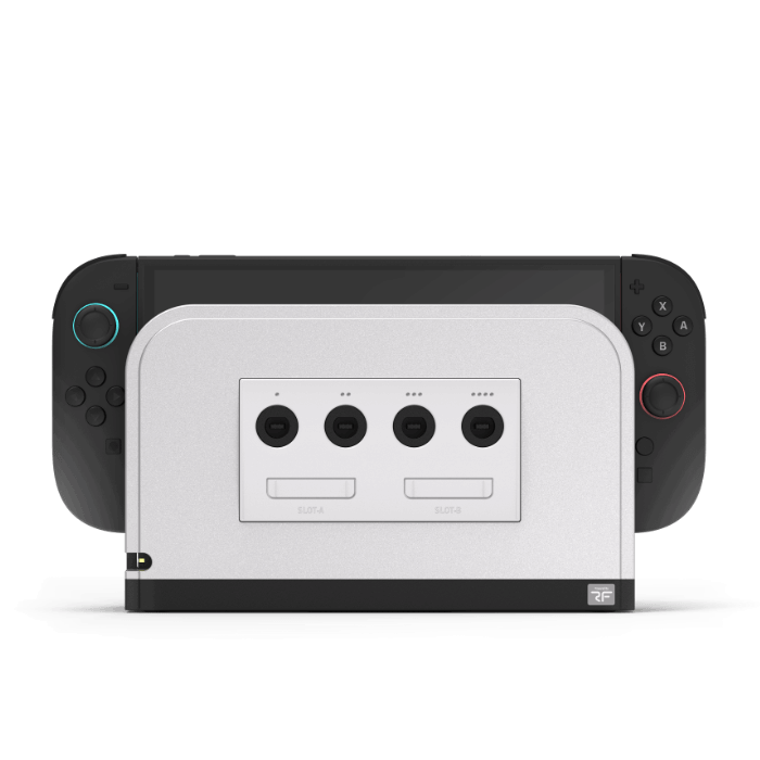 Retro Fighters Battle Dock for Switch2｜Nintendo Switch 2用 GameCube コントローラーアダプター 4ポート接続 超低遅延 交換式フェイスプレート4色付属