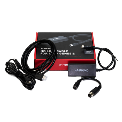 Pound Technology HD Link Cable for Sega Genesis｜Sega Genesis 1/2/3全モデル対応 HDMI変換ケーブル 720pアップスケーリング ネイティブRGB高画質 Genesis1アダプター付属