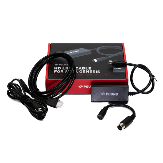 Pound Technology HD Link Cable for Sega Genesis｜Sega Genesis 1/2/3全モデル対応 HDMI変換ケーブル 720pアップスケーリング ネイティブRGB高画質 Genesis1アダプター付属
