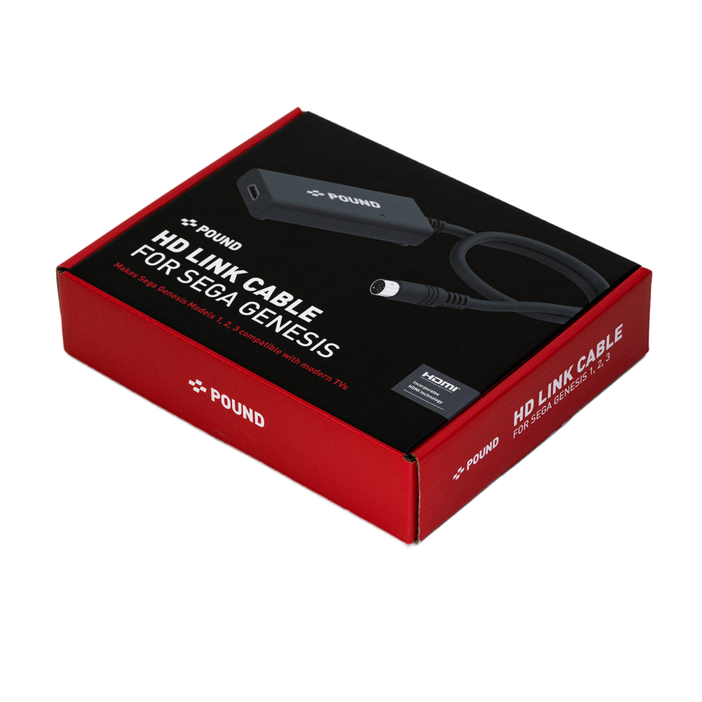 Pound Technology HD Link Cable for Sega Genesis｜Sega Genesis 1/2/3全モデル対応 HDMI変換ケーブル 720pアップスケーリング ネイティブRGB高画質 Genesis1アダプター付属