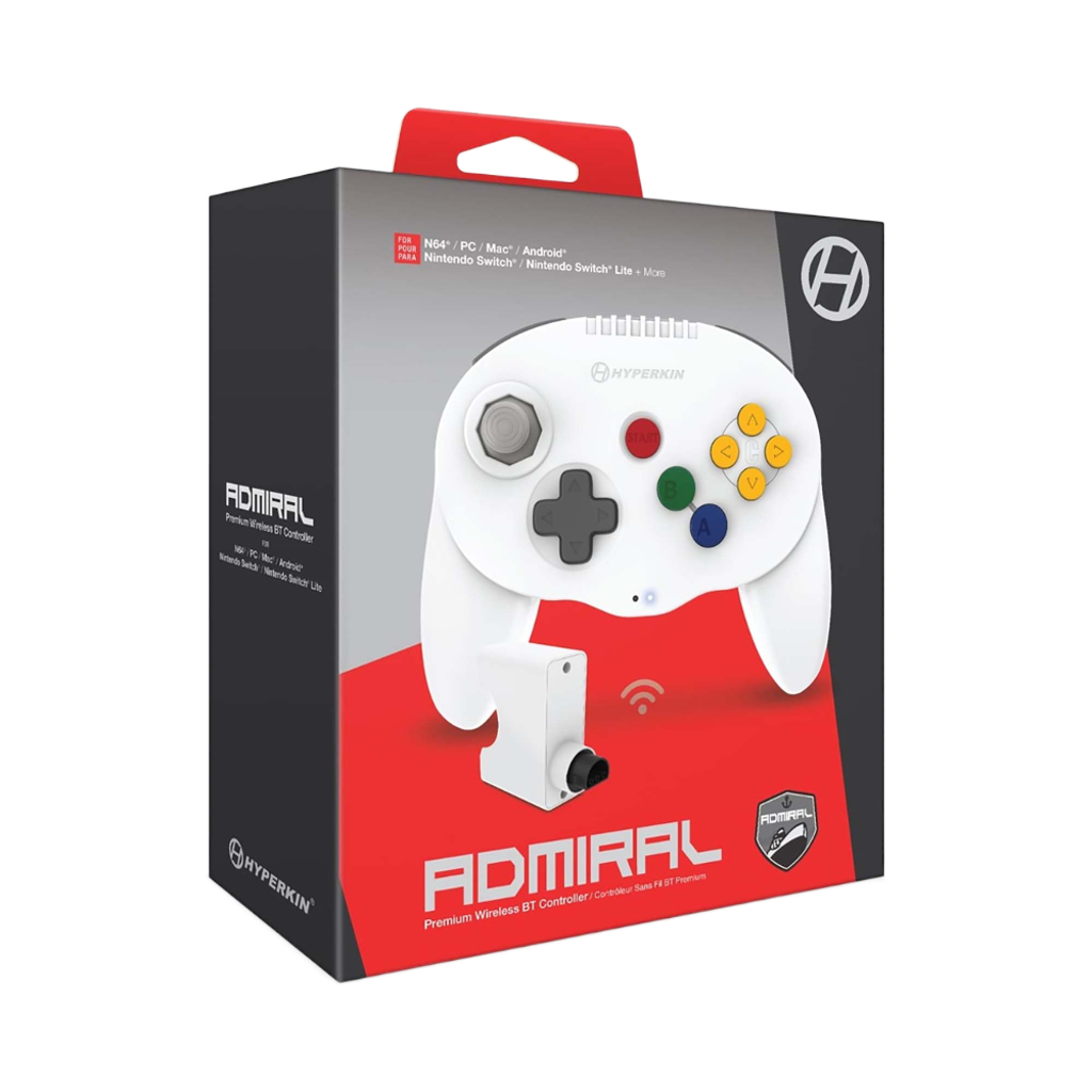 Hyperkin Admiral Premium BT Controller N64専用Bluetoothワイヤレスコントローラー Switch PC対応 2ハンドルデザイン 全4色 ハイパーキン