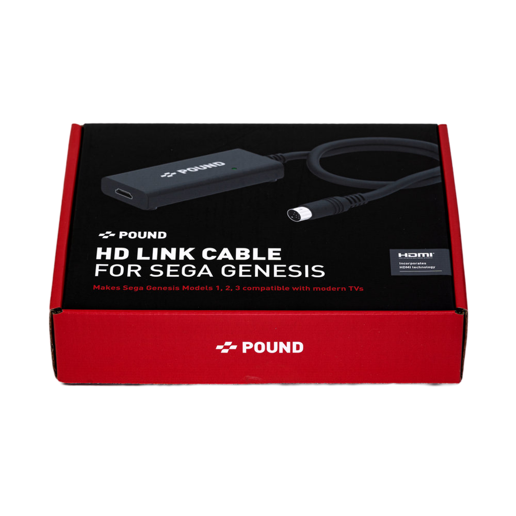 Pound Technology HD Link Cable for Sega Genesis｜Sega Genesis 1/2/3全モデル対応 HDMI変換ケーブル 720pアップスケーリング ネイティブRGB高画質 Genesis1アダプター付属