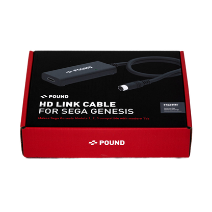 Pound Technology HD Link Cable for Sega Genesis｜Sega Genesis 1/2/3全モデル対応 HDMI変換ケーブル 720pアップスケーリング ネイティブRGB高画質 Genesis1アダプター付属