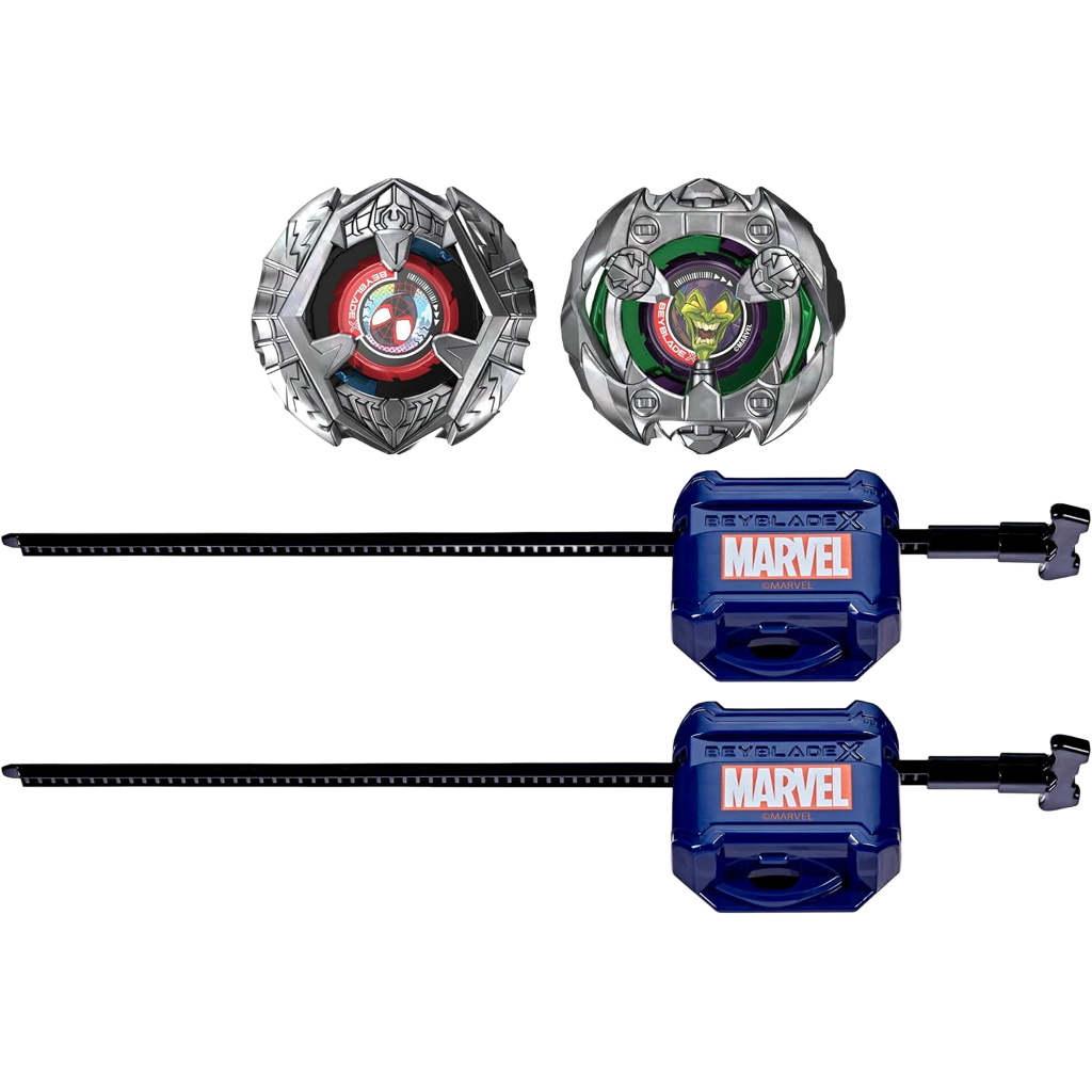 ベイブレードX マーベル コラボ マイルス・モラレス 1-60GN VS グリーン・ゴブリン 9-80HT 対戦セット BEYBLADE X MARVEL スパイダーマン ディフェンスタイプ バランスタイプ ランチャー2個付属 右回転 Hasbro 海外版