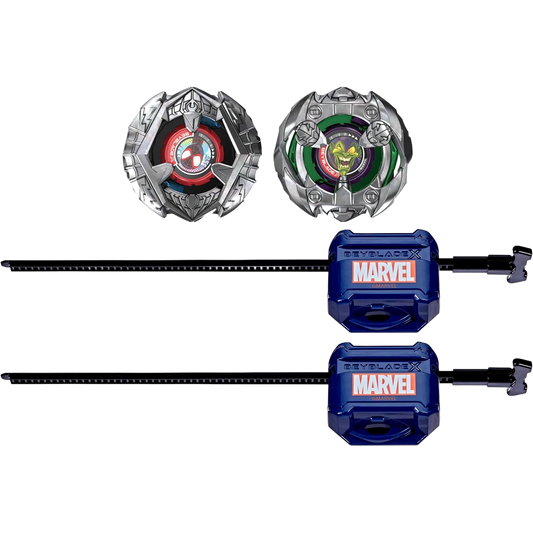 ベイブレードX マーベル コラボ マイルス・モラレス 1-60GN VS グリーン・ゴブリン 9-80HT 対戦セット BEYBLADE X MARVEL スパイダーマン ディフェンスタイプ バランスタイプ ランチャー2個付属 右回転 Hasbro 海外版
